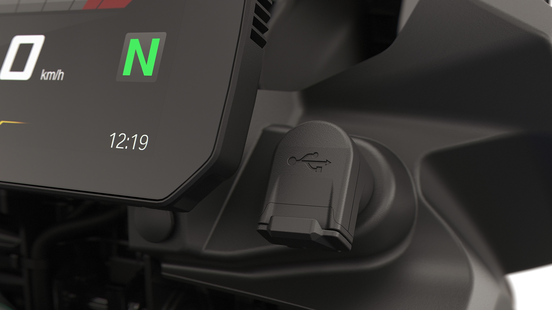 De USB-poort van de F 800 GS
