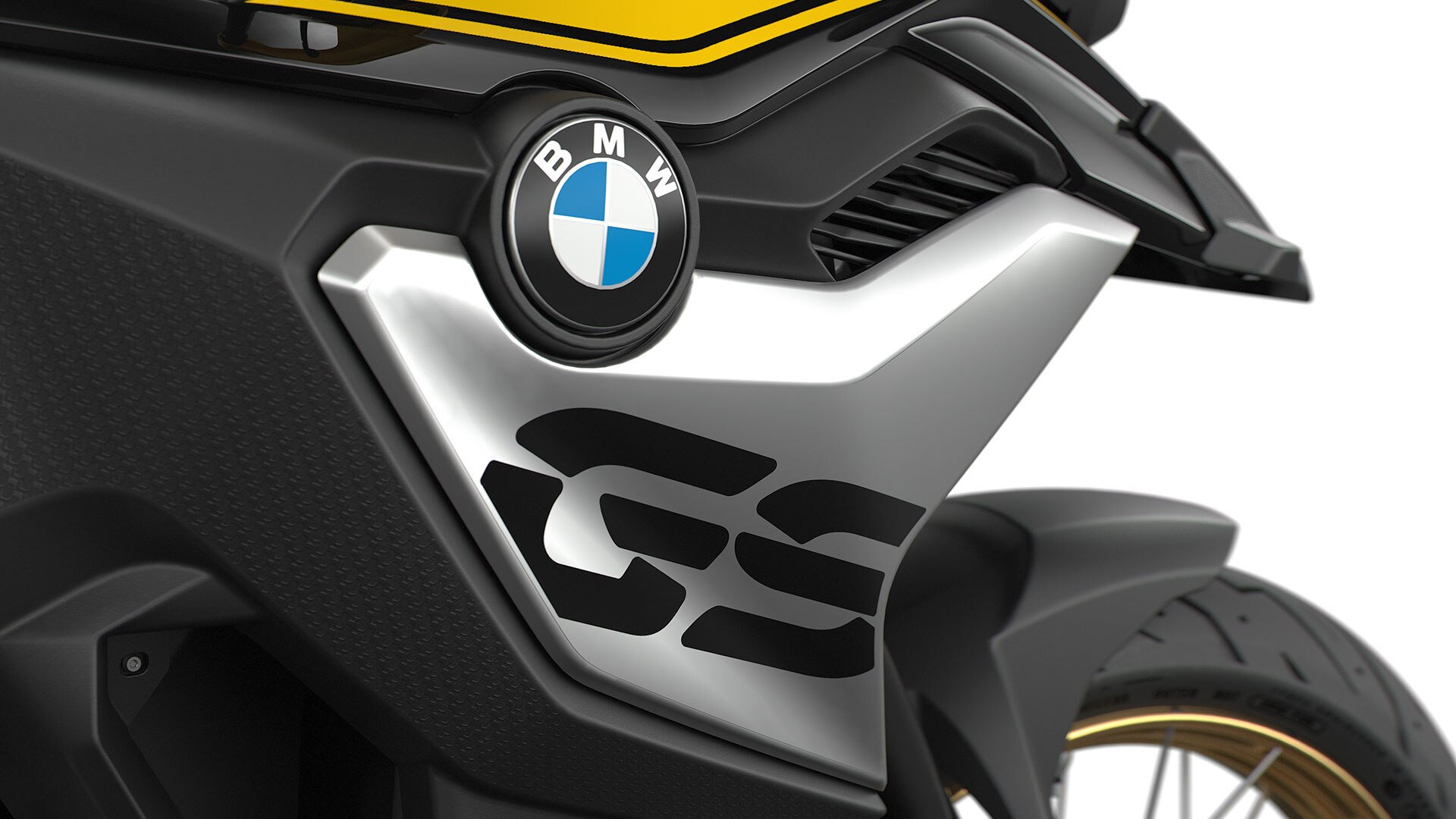 We zien de radiateurafdekking met GS logo in detail.