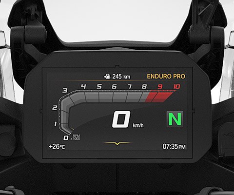 We zien het 6,5 inch TFT-display van de F 850 GS Adventure.