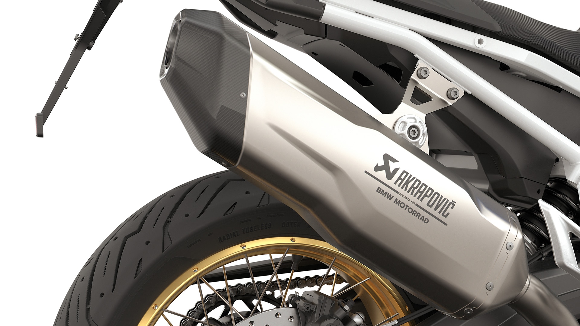 De F 900 GS van BMW Motorrad met Akrapovič-einddemper