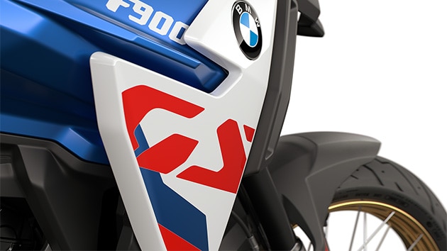 Het opvallende GS-logo op de F 900 GS van BMW Motorrad