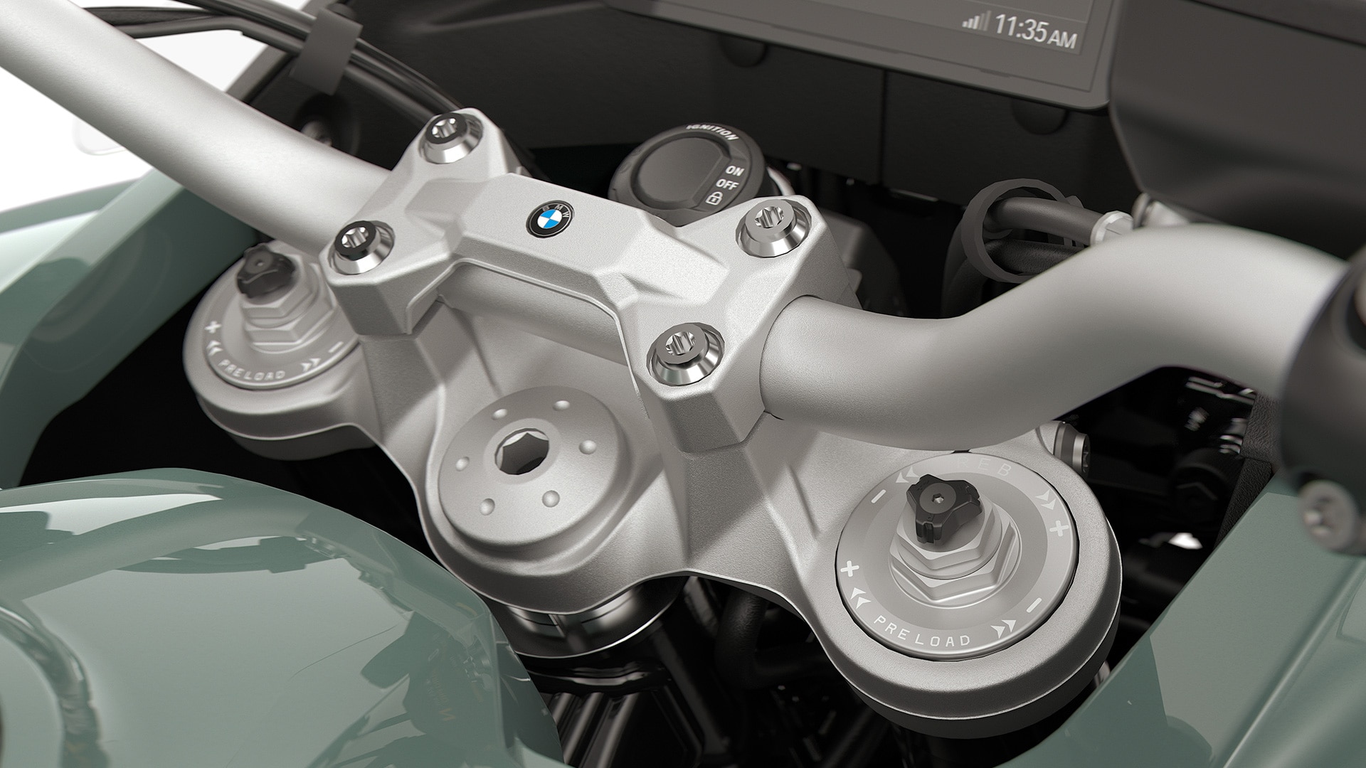 De instelbare vork van de F 900 GS Adventure van BMW Motorrad