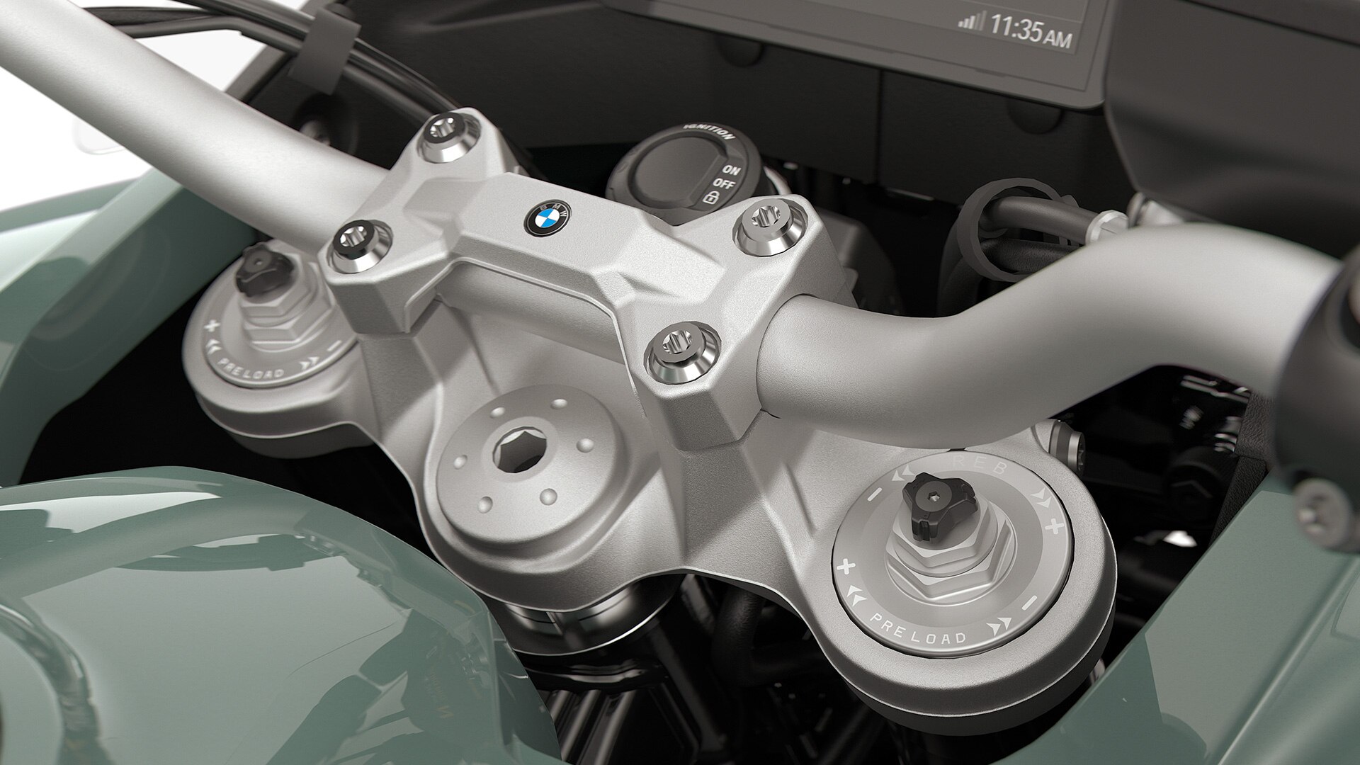 De instelbare vork van de F 900 GS Adventure van BMW Motorrad