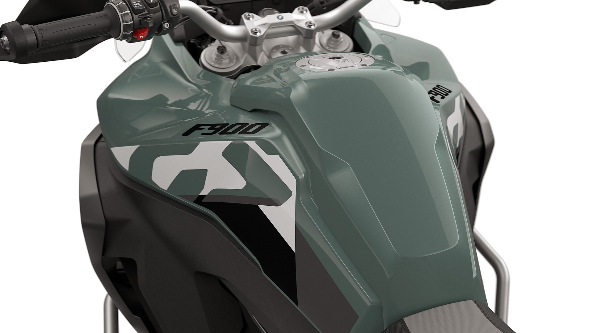 De zijpanelen van de F 900 GS Adventure van BMWMotorrad met grote 23 liter tank