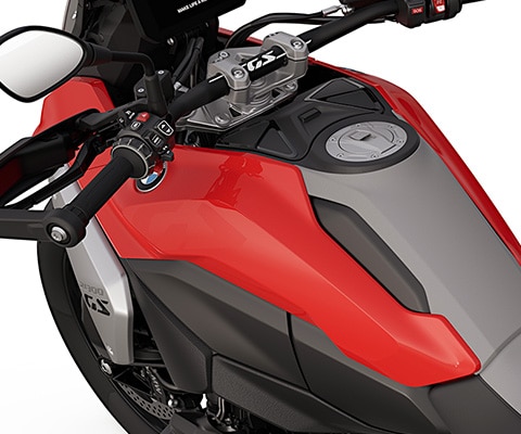 De doorlopende tank-buddyseatlijn van de R 1300 GS van BMW Motorrad