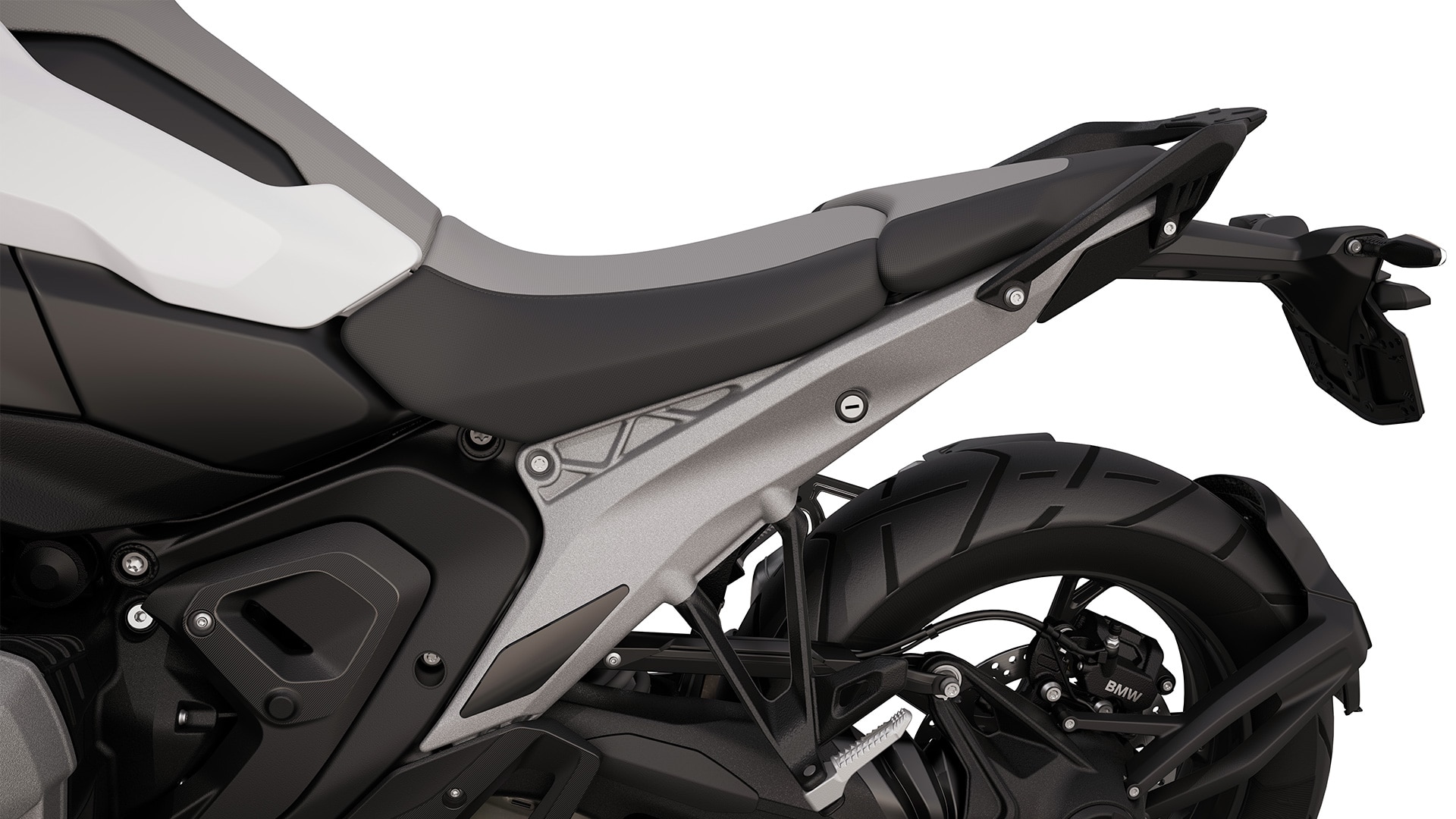 De achterkant met duo-buddyseat en handgrepen van de R 1300 GS van BMW Motorrad
