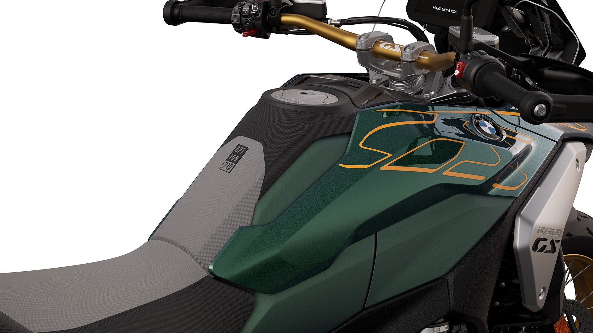 De grafische vormgeving van de BMW R 1300 GS Tramuntana met Option 719-uitrusting