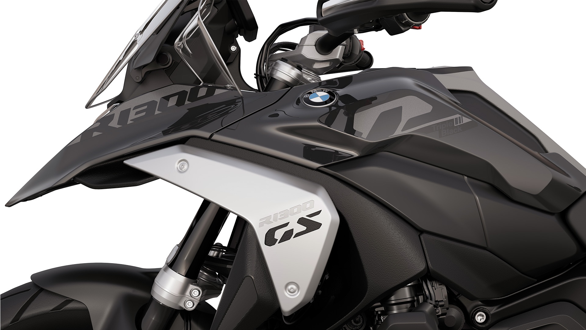 Het opschrift "Triple Black" van de R 1300 GS van BMW Motorrad
