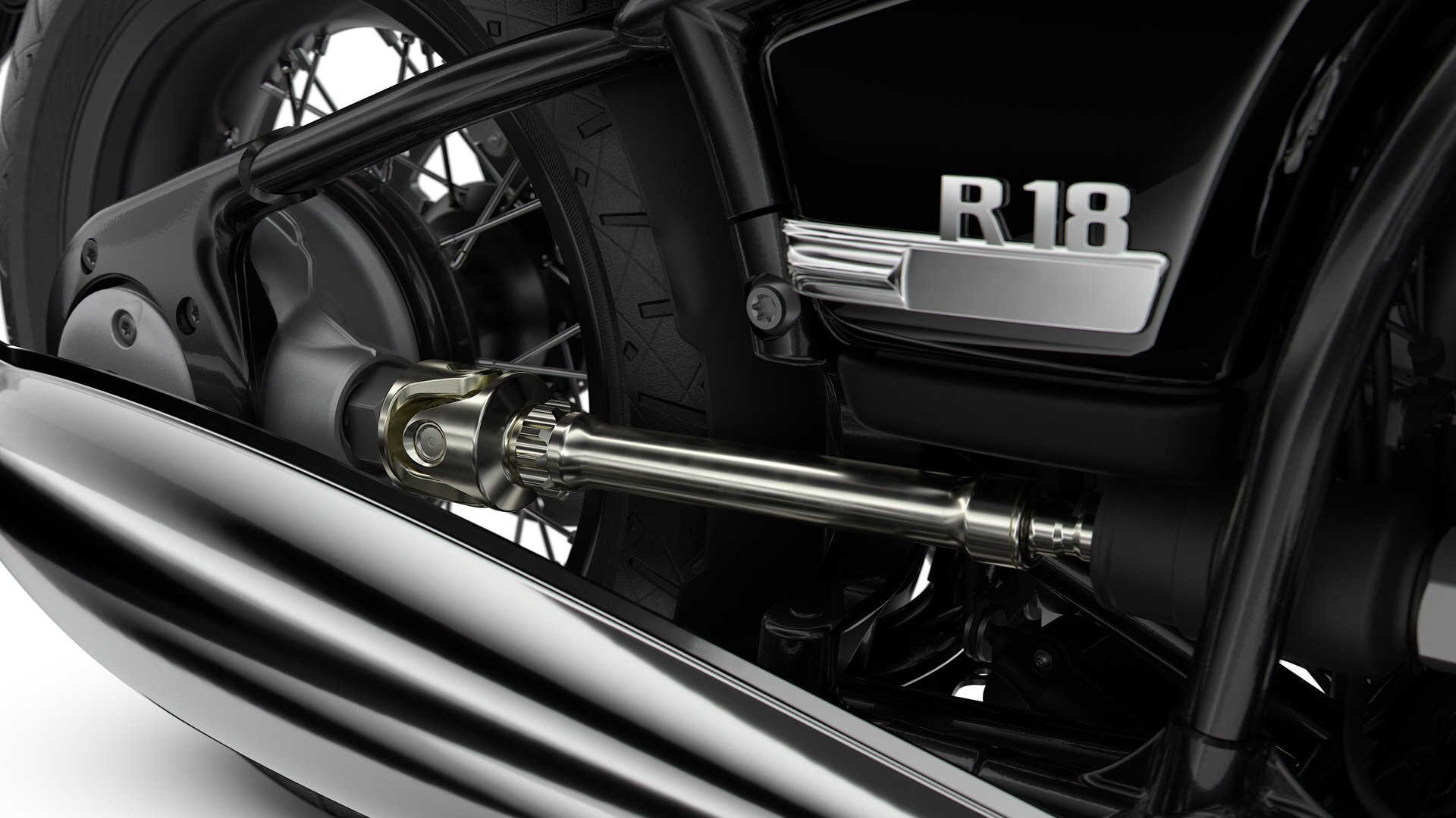 De open liggende cardanas: nog een icoon uit de BMW Motorrad historie.