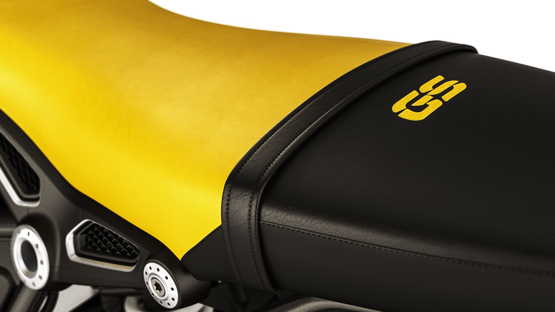 We zien de zwart-gele buddyseat van de R nineT Urban G/S.