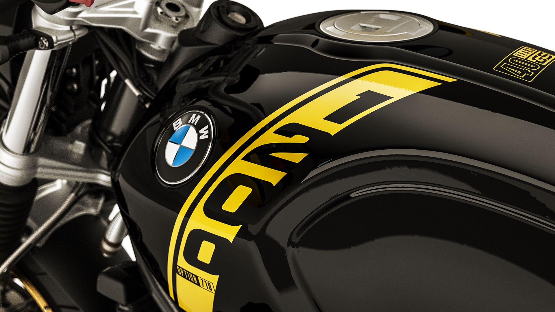 We zien het opschrift "1200 cc" op de tank van de R nineT Urban G/S.