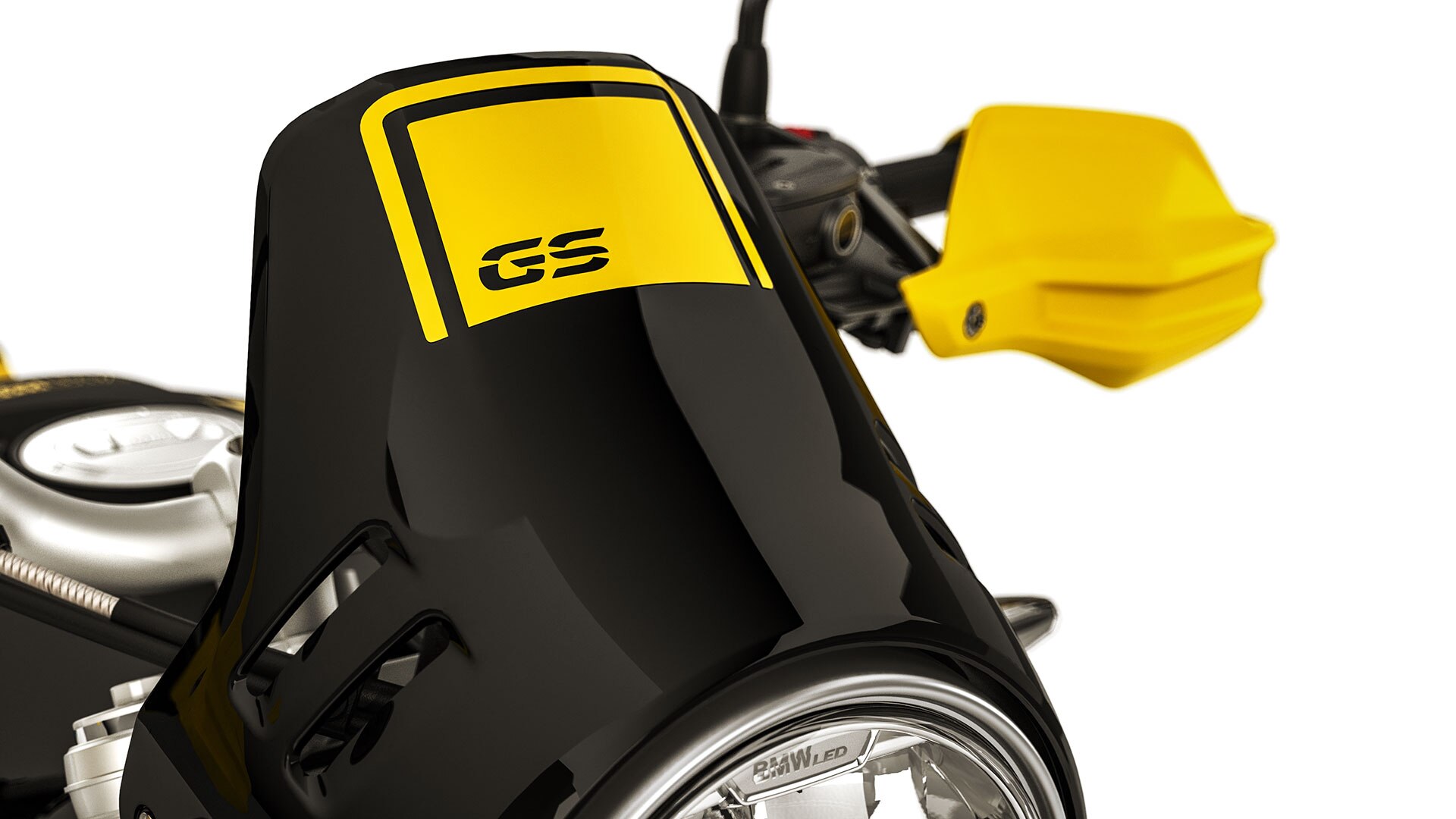 We zien de windscherm van de R nineT Urban G/S incl. GS-logo.