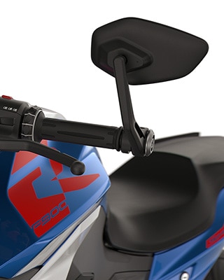 De stuuruiteindespiegels van de F 900 R van BMW Motorrad