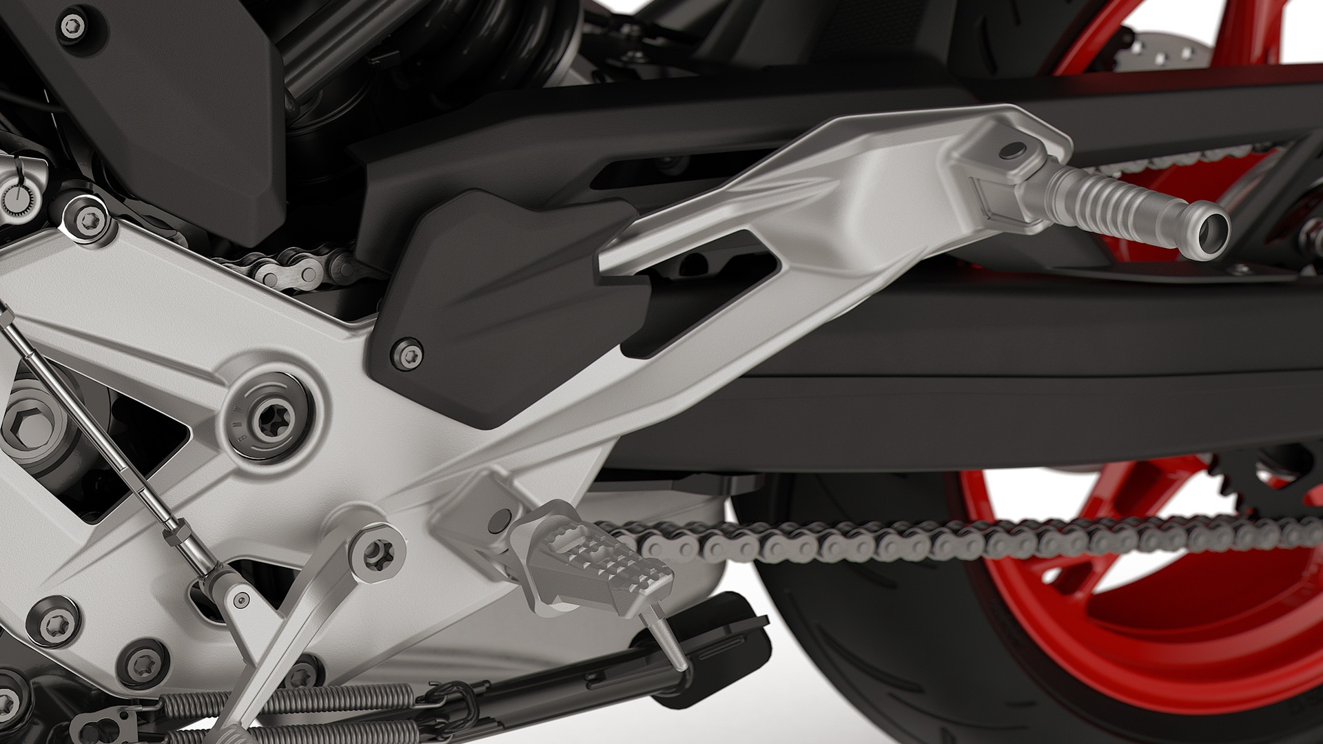 De voetsteunen van de F 900 R van BMW Motorrad