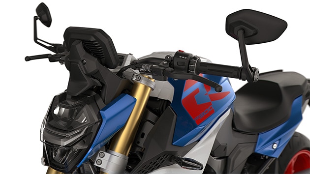 De stuuruiteindespiegels van de F 900 R van BMW Motorrad