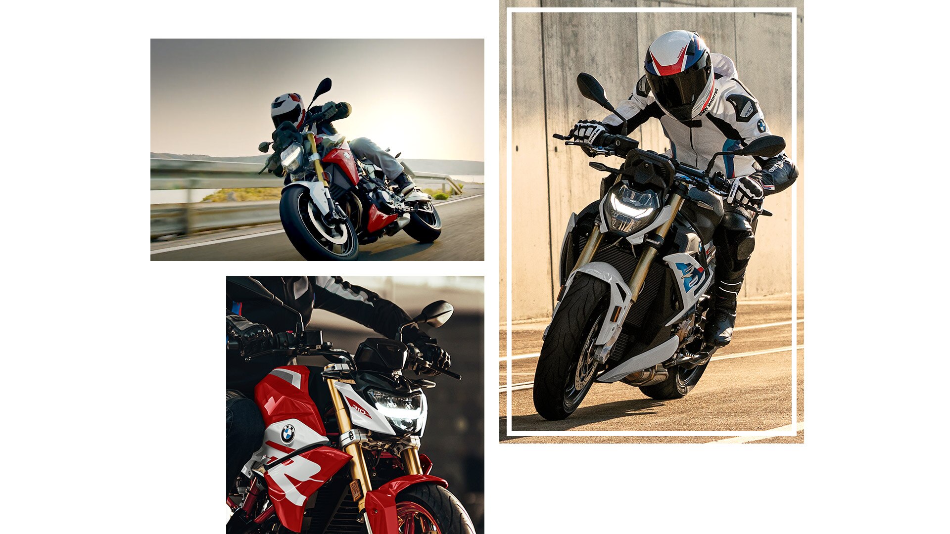Collage van de BMW Motorrad Roadster modellen.