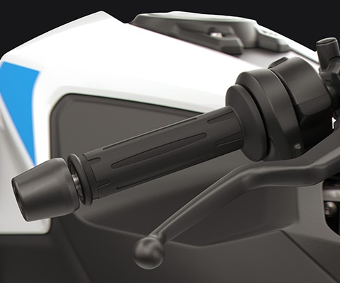 Instelbare hendels en verwarmbare handvatten van de F 450 RR van BMW Motorrad