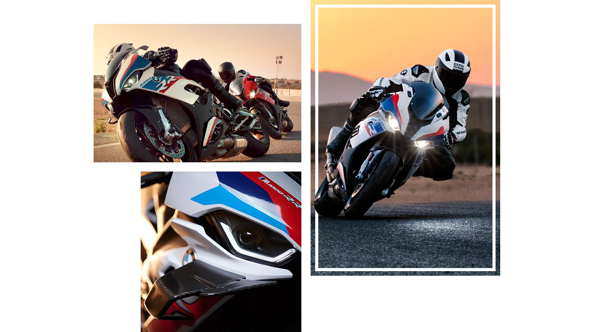 Collage van rijopnames van de S 1000 RR en M 1000 RR.