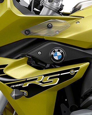 R 1250 RS in de Stijlvariant Sport in de lakkleur Austin Yellow metallic matt