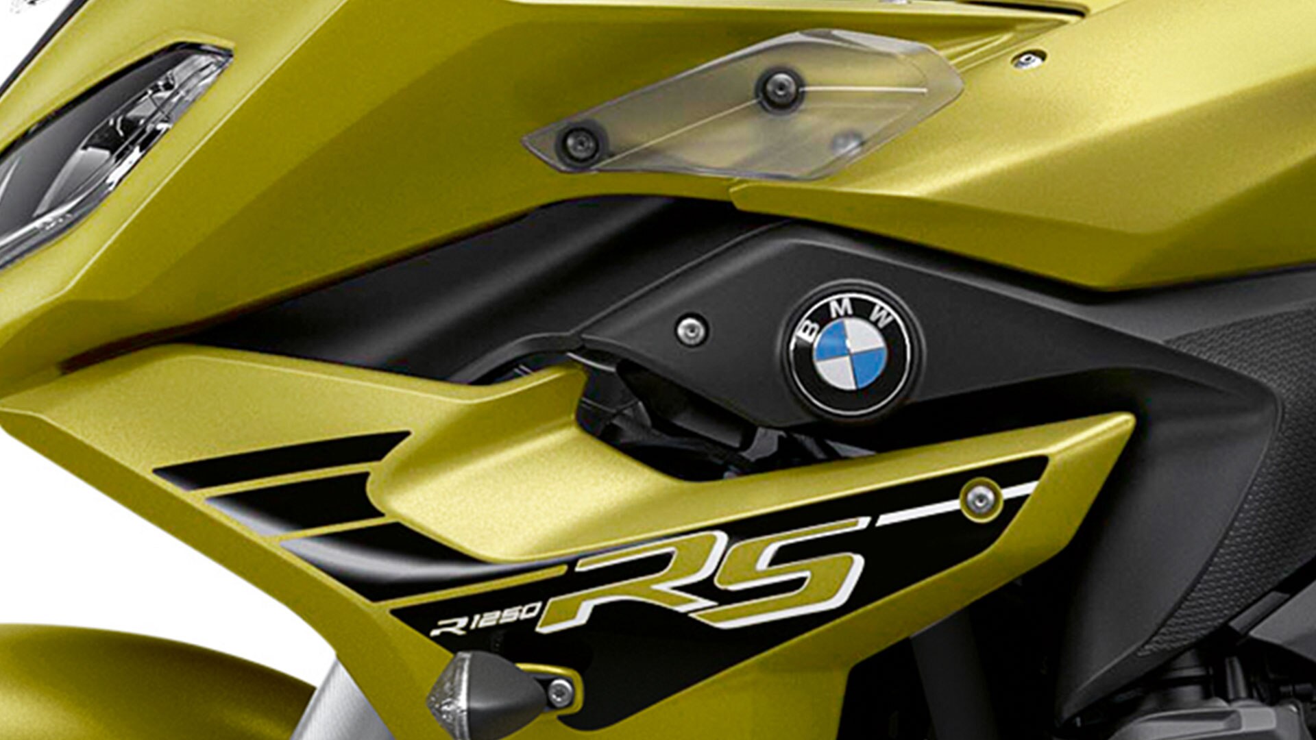R 1250 RS in de Stijlvariant Sport in de lakkleur Austin Yellow metallic matt