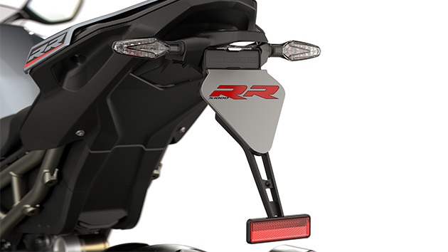 Dynamische achterkant met korte kentekenplaathouder van de S 1000 RR