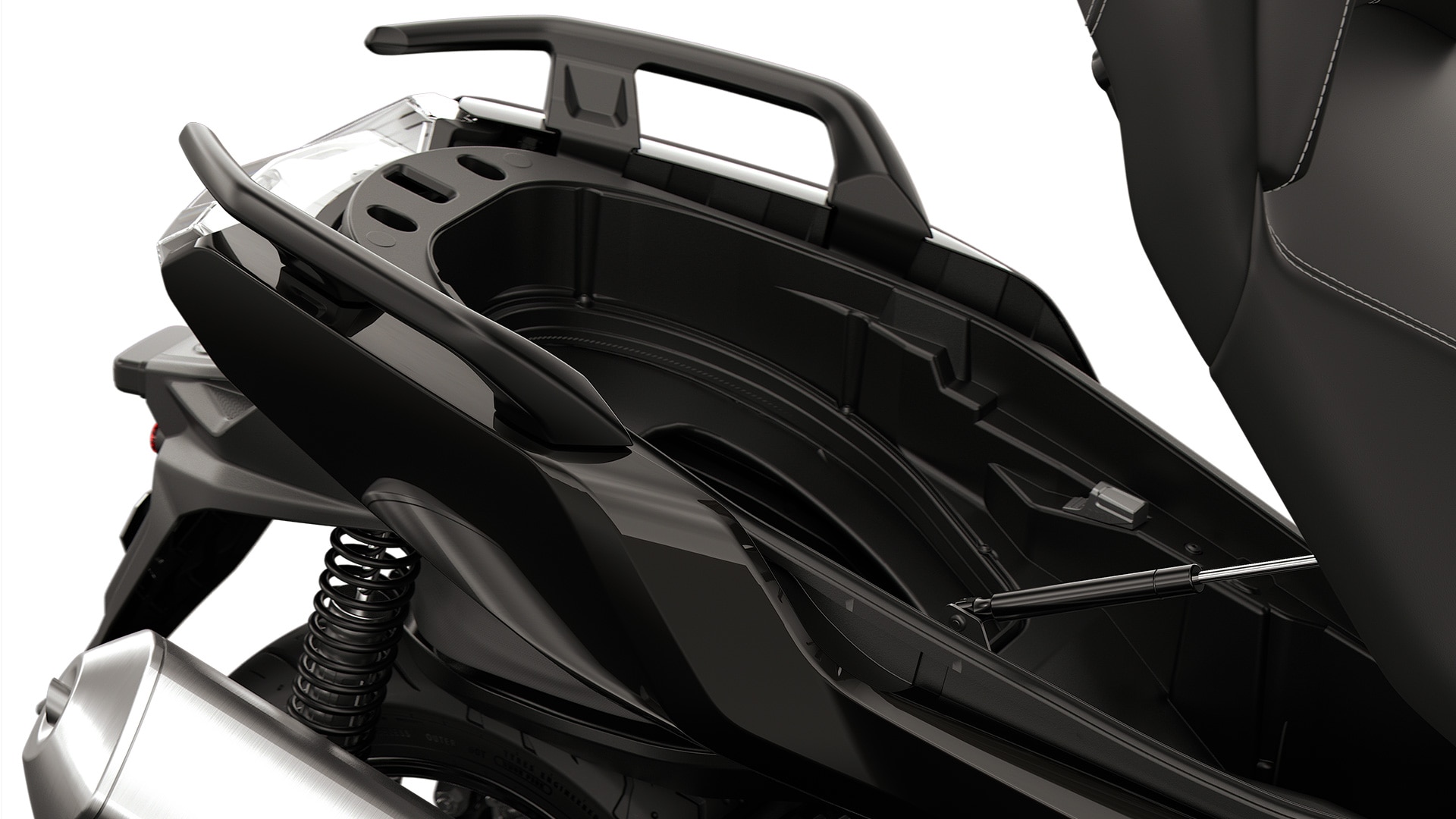 De royale opbergruimte van de C 400 GT van BMW Motorrad