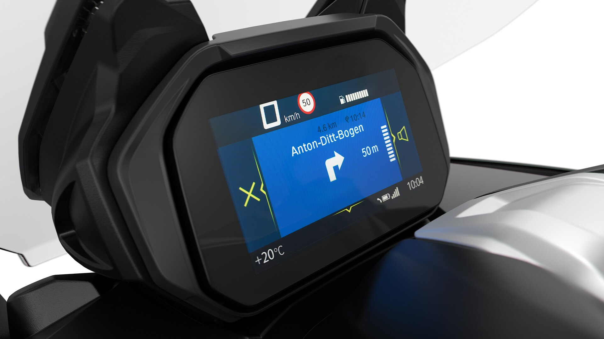 We zien het TFT-display met BMW Motorrad Connectivity.