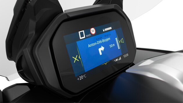 We zien het TFT-display met BMW Motorrad Connectivity.